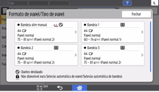 Ilustração do ecrã do painel de operação