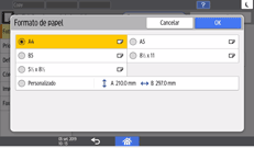 Ilustração do ecrã do painel de operação