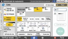 Ilustração do ecrã do painel de operação
