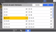 Ilustração do ecrã do painel de operação