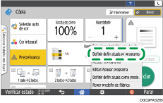 Ilustração do ecrã do painel de operação