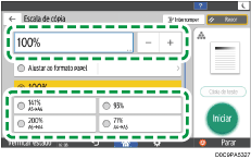 Ilustração do ecrã do painel de operação