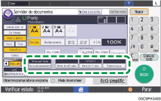 Ilustração do ecrã do painel de operação