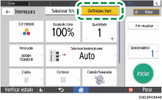 Ilustração do ecrã do painel de operação