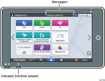 Ilustração com numeração do ecrã do painel de operação