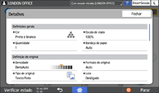 Ilustração do ecrã do painel de operação