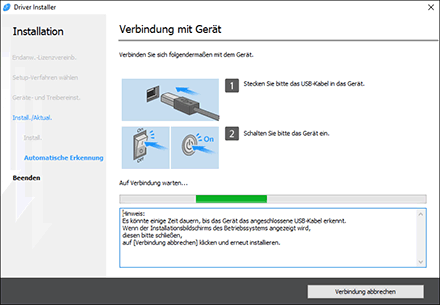 Abbildung Treiberbildschirm
