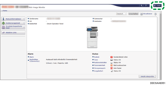 Webbrowser-Bildschirmdarstellung