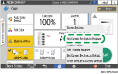 Operation panel screen illustration