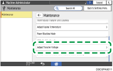 Operation panel screen illustration