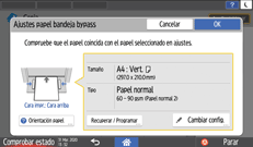 Ilustración de la pantalla del panel de mandos