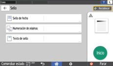 Ilustración de la pantalla del panel de mandos