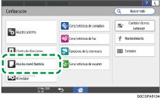 Ilustración de la pantalla del panel de mandos