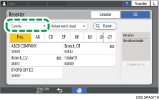 Ilustración de la pantalla del panel de mandos