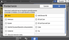 Ilustración de la pantalla del panel de mandos