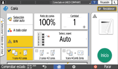 Ilustración de la pantalla del panel de mandos