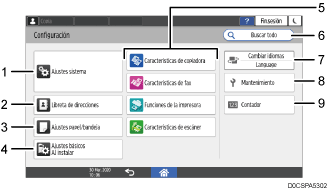 Ilustración de la pantalla del panel de mandos