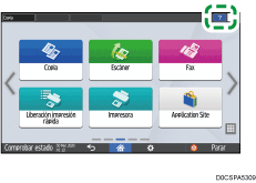 Ilustración de la pantalla del panel de mandos