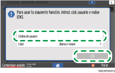 Ilustración de la pantalla del panel de mandos
