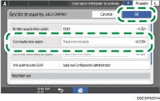 Ilustración de la pantalla del panel de mandos