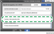 Ilustración de la pantalla del panel de mandos