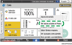Ilustración de la pantalla del panel de mandos