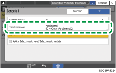 Ilustración de la pantalla del panel de mandos
