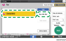 Ilustración de la pantalla del panel de mandos
