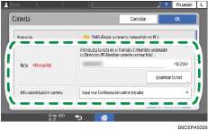 Ilustración de la pantalla del panel de mandos