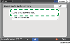 Ilustración de la pantalla del panel de mandos