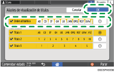 Ilustración de la pantalla del panel de mandos