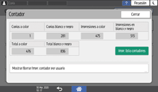 Ilustración de la pantalla del panel de mandos