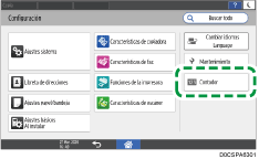 Ilustración de la pantalla del panel de mandos