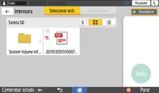 Ilustración de la pantalla del panel de mandos