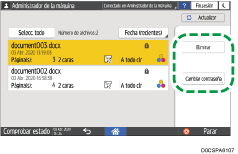 Ilustración de la pantalla del panel de mandos