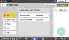 Ilustración de la pantalla del panel de mandos