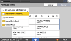 Ilustración de la pantalla del panel de mandos