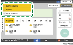 Ilustración de la pantalla del panel de mandos
