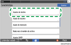 Ilustración de la pantalla del panel de mandos