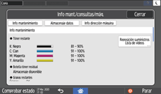 Ilustración de la pantalla del panel de mandos