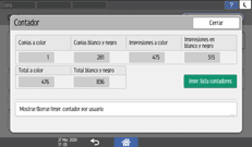 Ilustración de la pantalla del panel de mandos