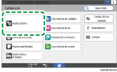 Ilustración de la pantalla del panel de mandos