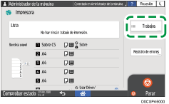 Ilustración de la pantalla del panel de mandos