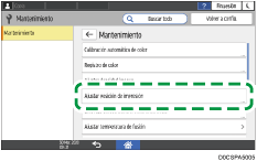 Ilustración de la pantalla del panel de mandos