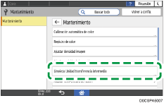 Ilustración de la pantalla del panel de mandos