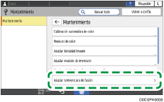 Ilustración de la pantalla del panel de mandos