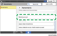 Ilustración de la pantalla del panel de mandos
