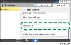 Ilustración de la pantalla del panel de mandos