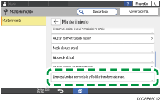 Ilustración de la pantalla del panel de mandos