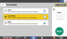 Illustration de l'écran du panneau de commande